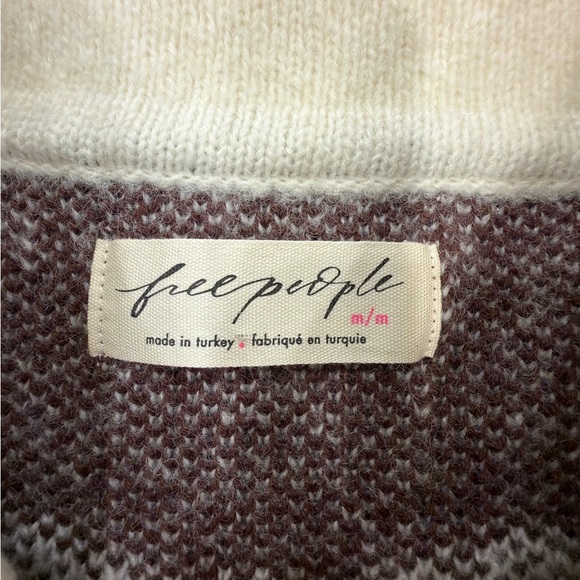 Free People Brown Fair Isle Button Cardigan Sweater – Size M - Picture 3 of 5